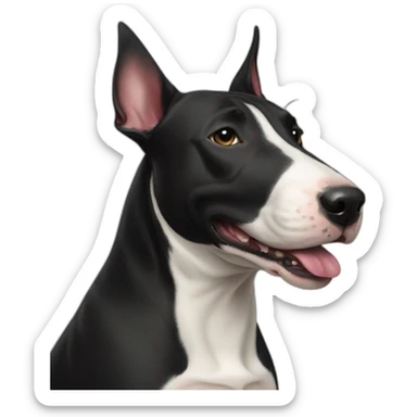 black bull terrier with tongue sticker