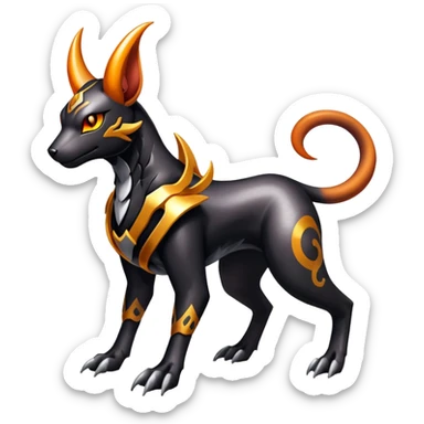 Shiny Gothic Exotic Futuristic Houndoom-Genesect-Torracat-Pokémon-Fakémon-hybrid-creature sticker