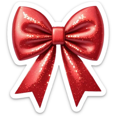 red glitter bow heart sticker
