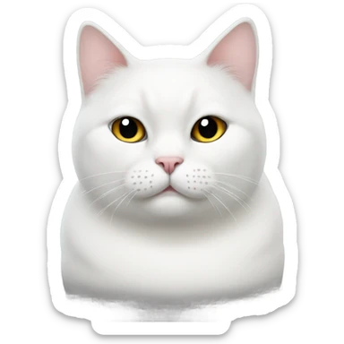 Chubby white cat with black nose and spot sticker