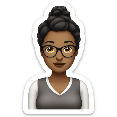 Full figured, Dark haired woman with glasses sticker