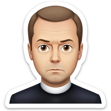portrait of Dmitry Medvedev with a serious expression sticker