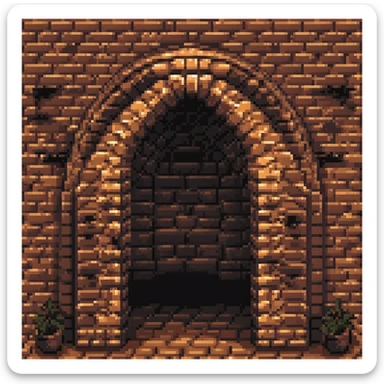 dark tunnel arch in a brick house sticker