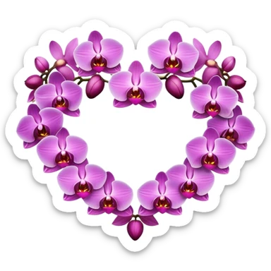 Ring of assorted orchids shaped into a heart sticker