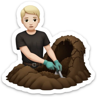 A person digging a grave sticker