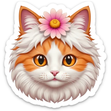 Cat and flower sticker
