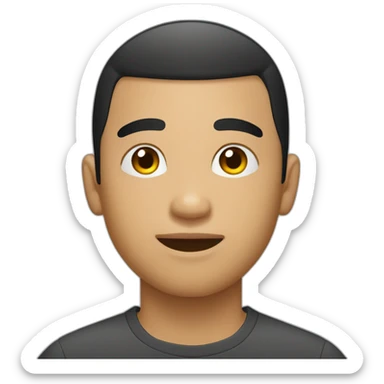 Young phillipino guy with black buzz cut with mustach sticker