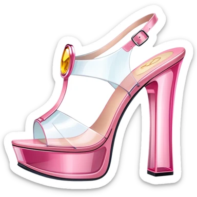ultra realistic pair of platform open toe pink glass heels sticker