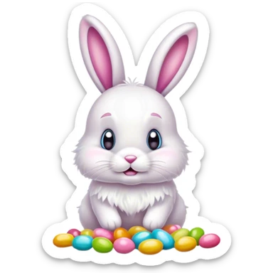 easter bunny pooping jelly beans sticker