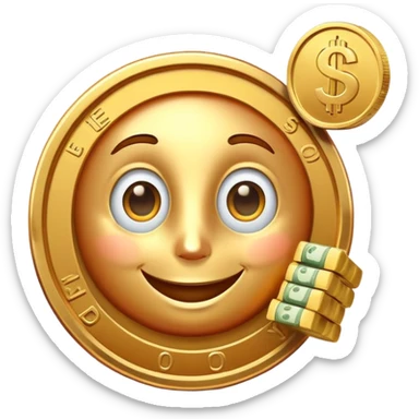 penny coin mascot with a cute face, money savvy, financial advisor character with dollar sign eyes sticker