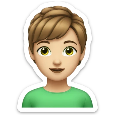 girl with eyelashes and a brown short hair and green eyes sticker