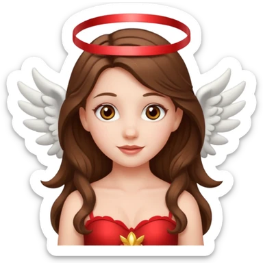white happy long haired brunette girl hazel eyes dressed as cupid sticker