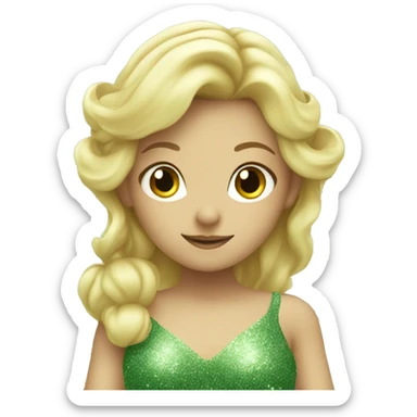 blonde fairy with sage green glittery dress sticker