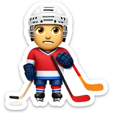 A fat hungry male hockey player, with a red face  sticker