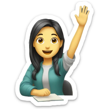 aisian students raising hand sticker