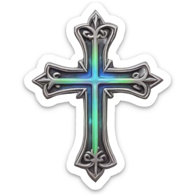gothic cross color. Holographic sticker