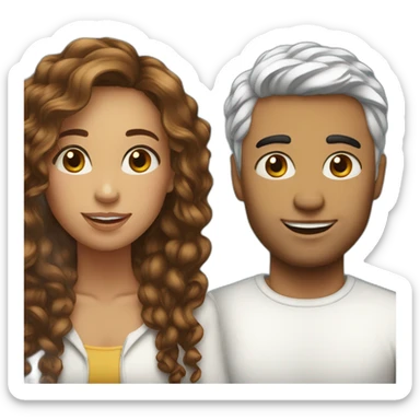 Couple peau blanche cheveux brun sticker
