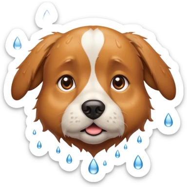a dog looking up at raindrops sticker