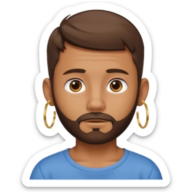 Boy with tanned skin, short brown hair, a sparse beard, and hoop earrings in his ears sticker