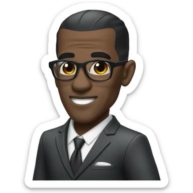deon sanders with suit and glasses and buzz cut sticker