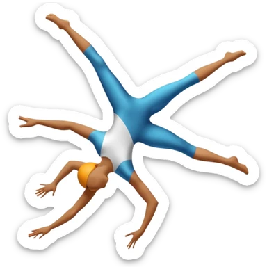 A dynamic emblem symbolizing acrobatic sports, featuring an abstract representation of an acrobat mid-performance, performing a graceful flip or aerial pose. The emblem should incorporate sleek lines and shapes that evoke motion and precision, with a clean, professional look. sticker