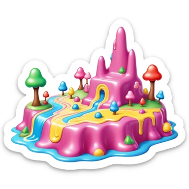 surreal melting SPAM candy land landscape sticker