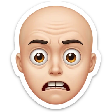 Deranged, concerned, baffled face sticker