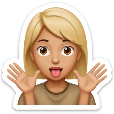 tongue out with hands to the side sticker