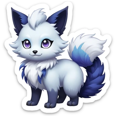 Kawaii dark edgy fantasy ethereal fursona Fakemon with tufted tail sticker