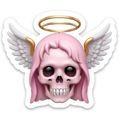 light pink skull with angel halo sticker