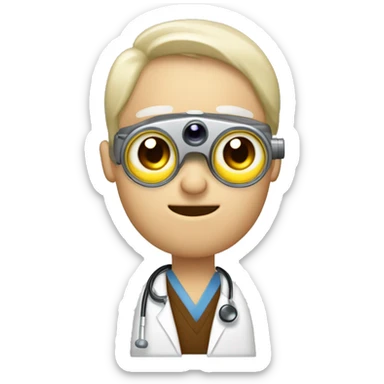 Médica de cabello marrón en microscopio binocular sticker