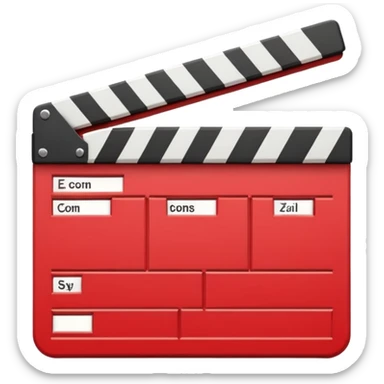 red clapperboard used in filmmaking, cute and stylish design sticker