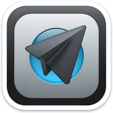 create a app iconj of the telegram in black-grey sticker