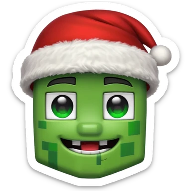 minecraft creeper with santa hat sticker