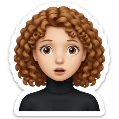curly light brown haired girl emoji, surprised face, apple style sticker