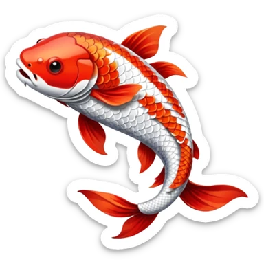 red white long Koi fish sticker
