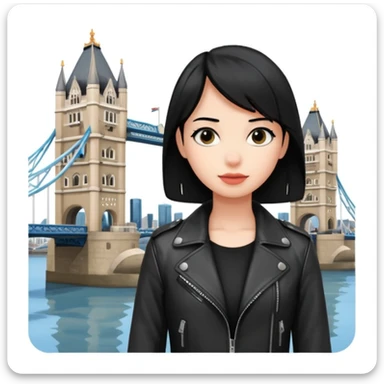 quelqu'un qui admire la vue depuis un point panoramique avec une ville avec des gratte ciel et Tower Bridge en contrebas. la personne est en hauteur et admire la vue depuis en haut
 sticker