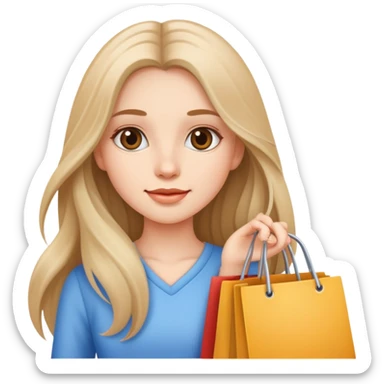 یه دختر مو بلند خوشگل که داره خرید میکنه sticker