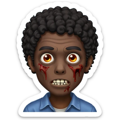 Zumbi com cabelo cacheado preto masculino zumbí  sticker