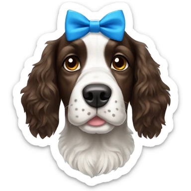 Springer spaniel with a blue bow tie sticker