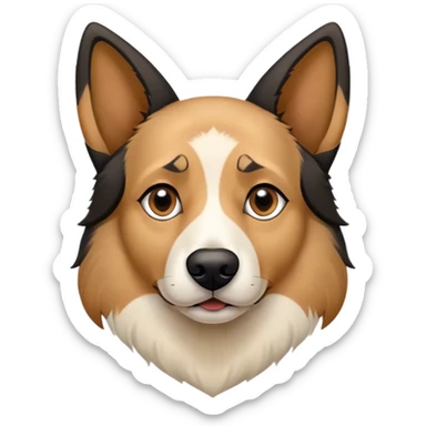 Black tan and white dog with pointy ears and shepherd face sticker