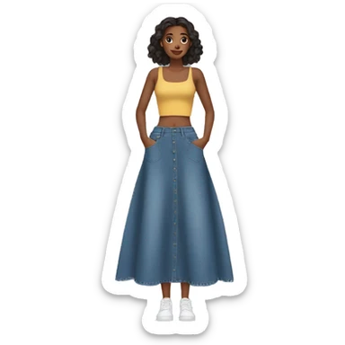 Long denim Midi skirt by itself sticker