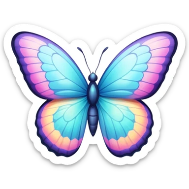 Pastel shiny whitish colorful pastel pastel bright light vibrant butterfly sticker