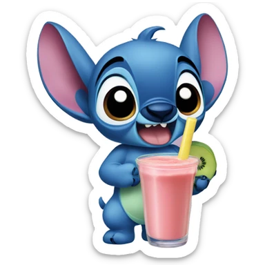 Stitch from lilo and stitch drinking a smoothie sticker