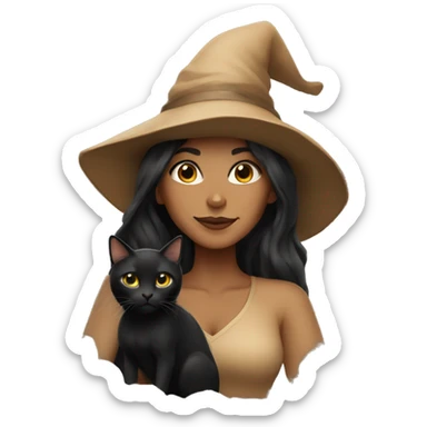 Light tan witch with black cat sticker