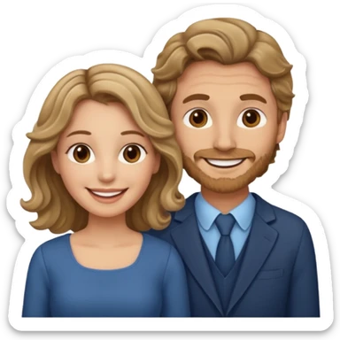 Married couple male dirty blonde hair and female brown wavy hair sticker