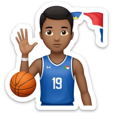 light black skin guy black hair in one hand basketball ball and in other 🇸🇮  sticker