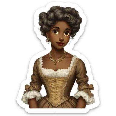 Brown skin girl Vintage rococo sticker