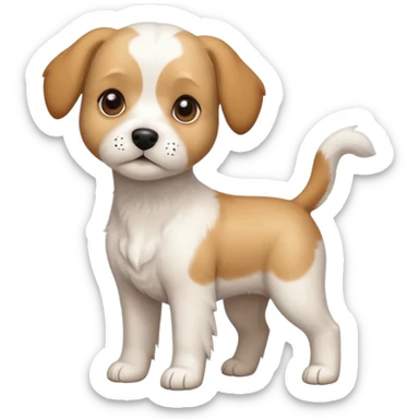 a full body white beagle x maltese x chi dog the size of a kelpie with light brown ears and a light brown patch on one eye sticker