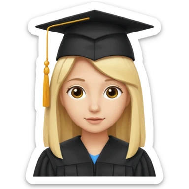 blonde person with graduation cap sticker